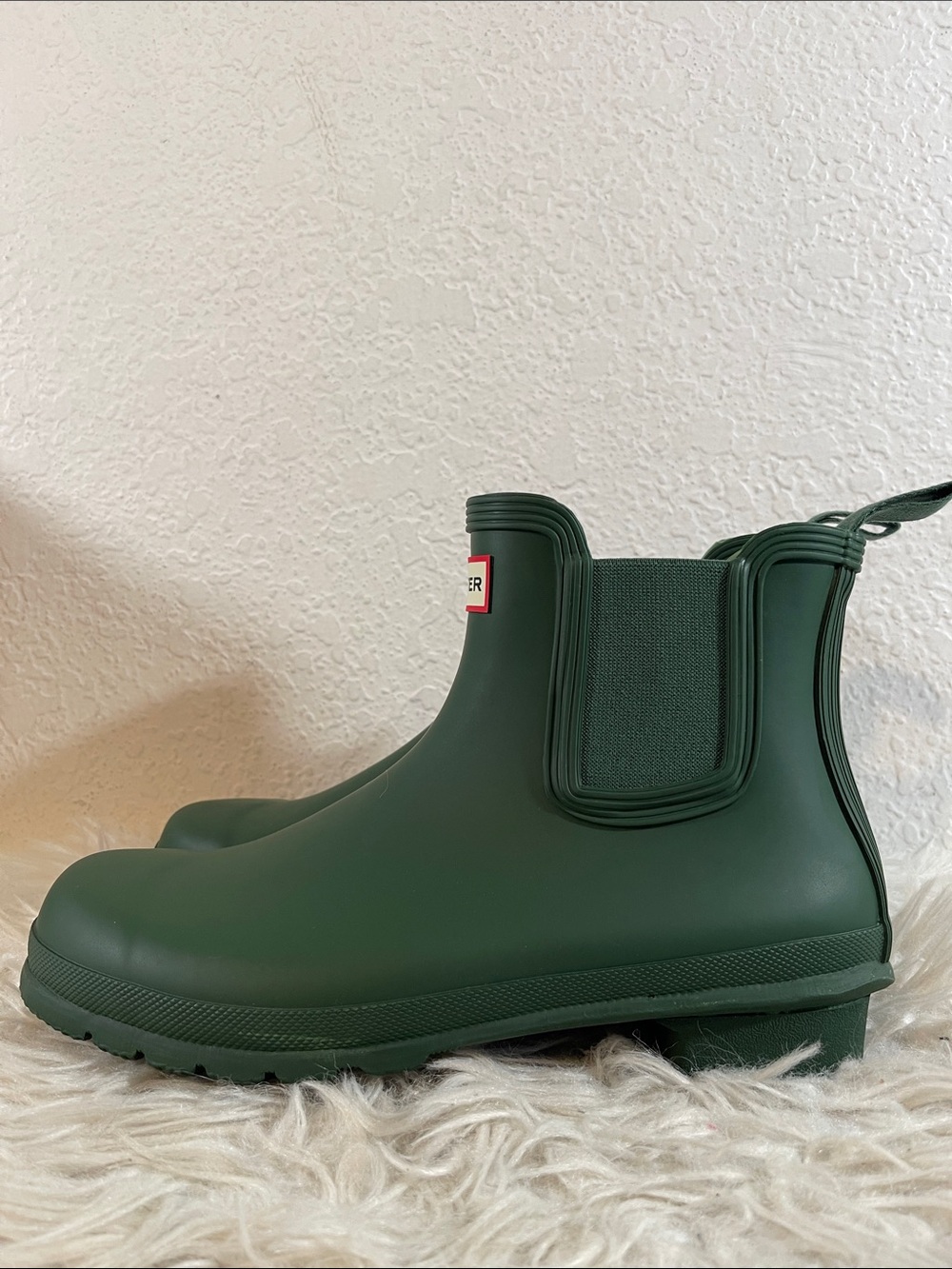 HUNTER Original Chelsea Boots Green Slip-On Rubber Ankle Boots Size 10 NEW - Picture 7 of 14